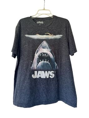Jaws Gray Marled T-Shirt Sz XL Licensed Cotton EUC